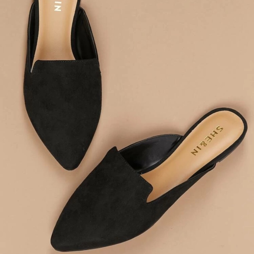 Black suede flats